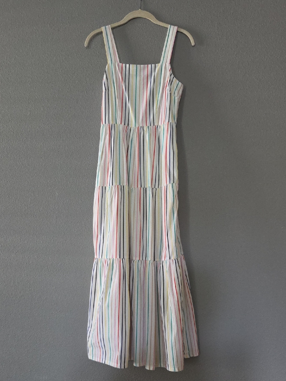 J. Crew White Maxi Dress with Multi-Color Vertical Stripes